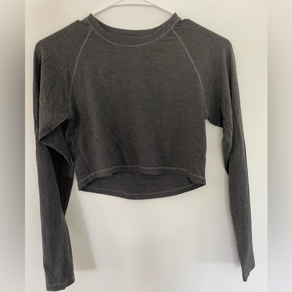 Alphalete Gray Long Sleeve Crop Sweatshirt